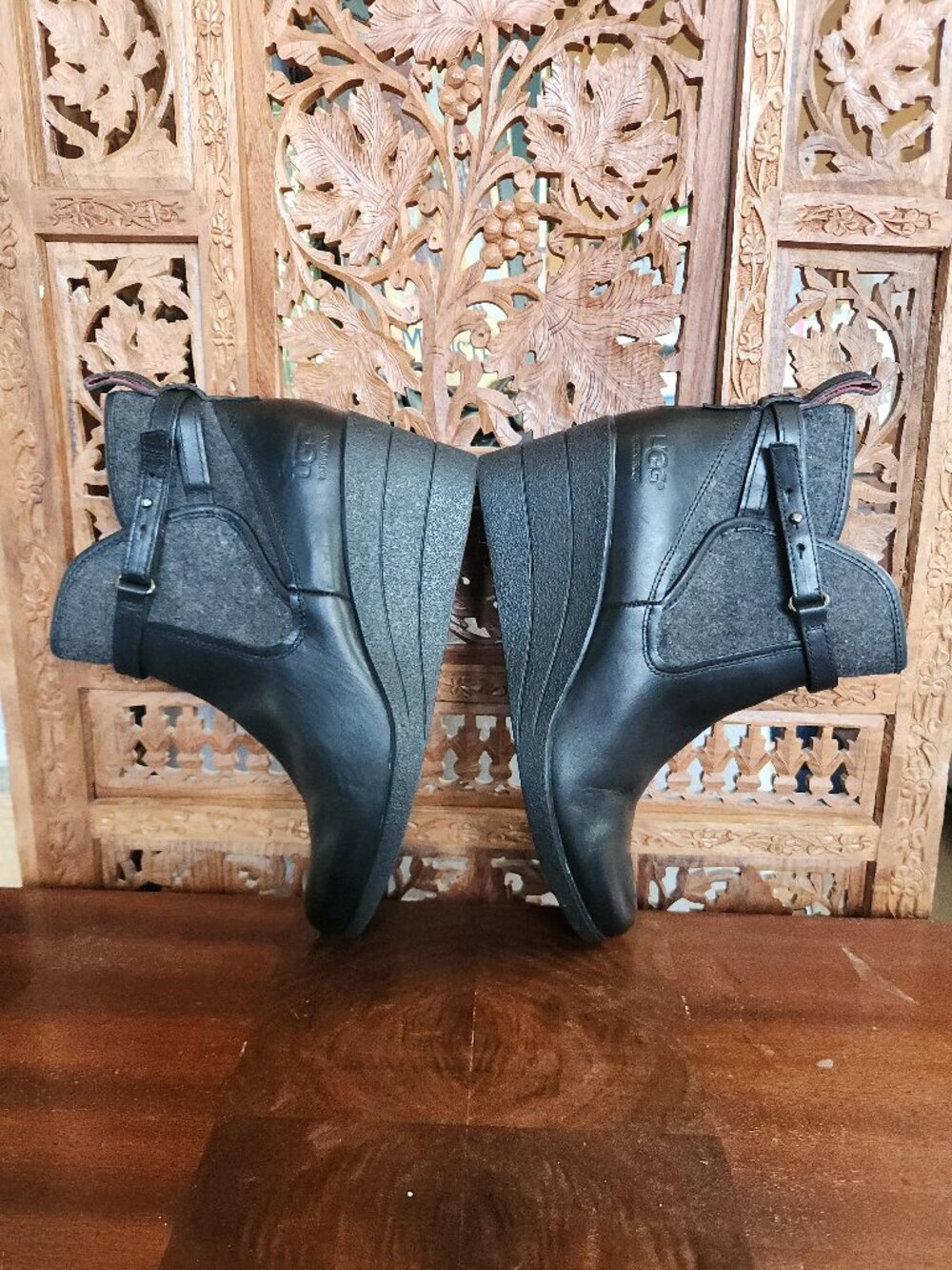 UGG Black Wedge Ankle Boots - Picture 5 of 12